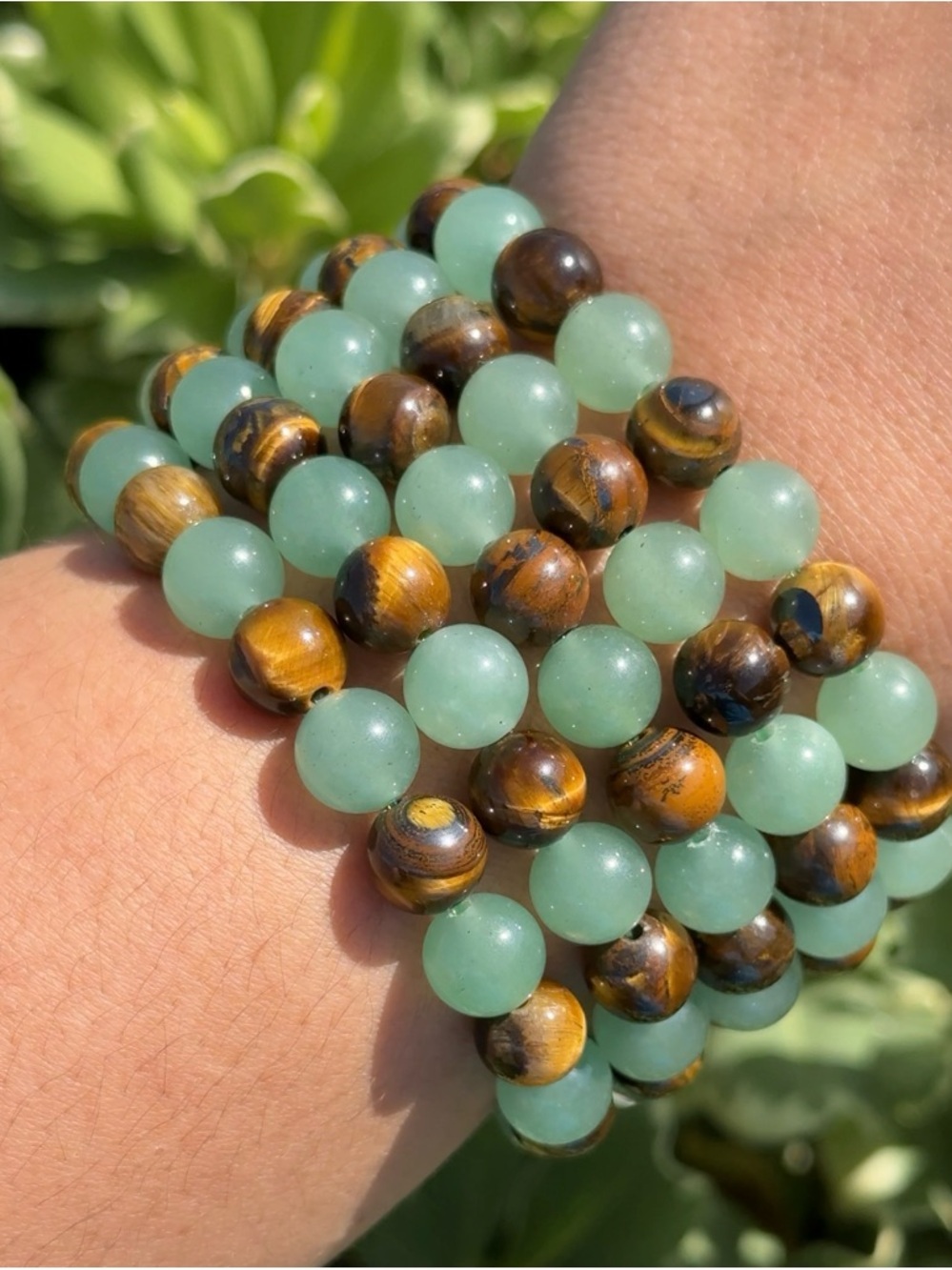Tigers Eye and Green Aventurine Money Attracting Bracelet for Wealth